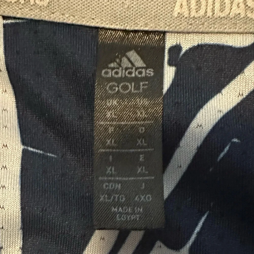 Adidas Golf Blue Leaf Print Men's Polo Shirt
